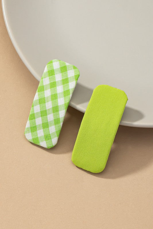 Set of 2 fabric hair snap clips