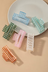 Transparent checker pattern hair claw clip